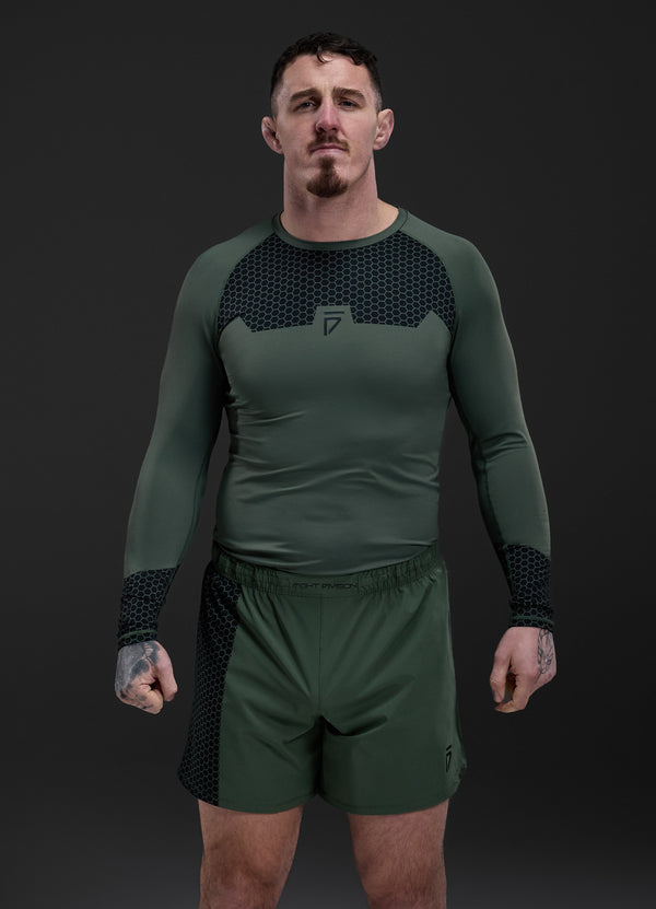 Gym King Fight Division Combat Long Sleeve Rash Guard Deep Olive