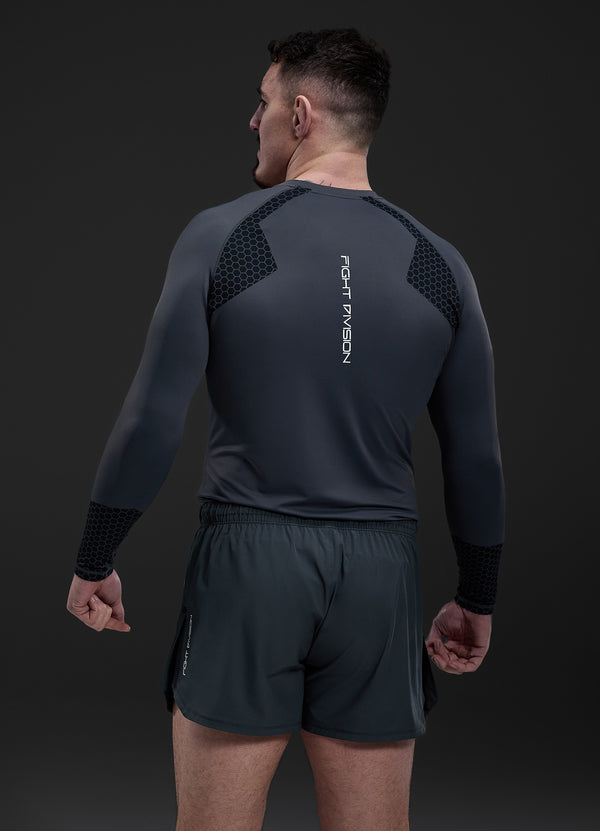Gym King Fight Division Combat Long Sleeve Rash Guard Graphite