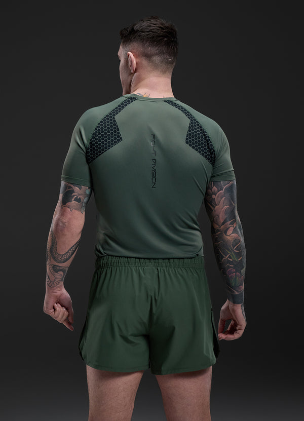 Gym King Fight Division Combat Short Sleeve Rash Guard Deep Olive