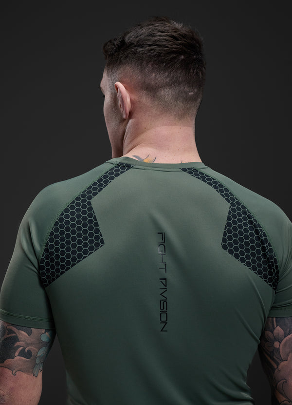 gym king Fight Division Combat Short Sleeve Rash Guard Deep Olive