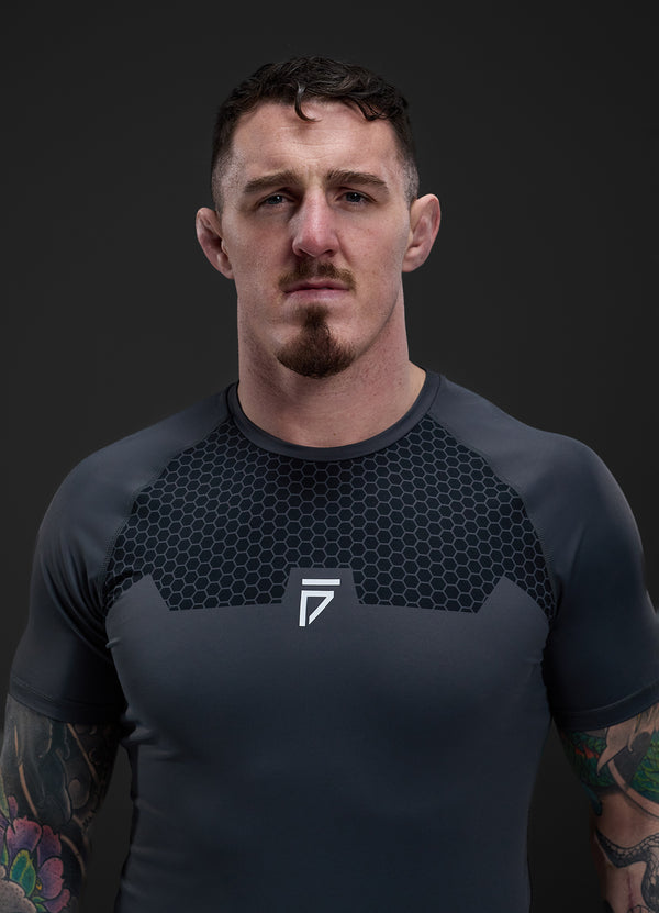 Gym King Fight Division Combat Short Sleeve Rash Guard Graphite