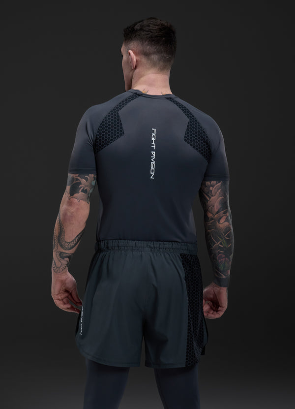Gym King Fight Division Combat Short Sleeve Rash Guard Graphite