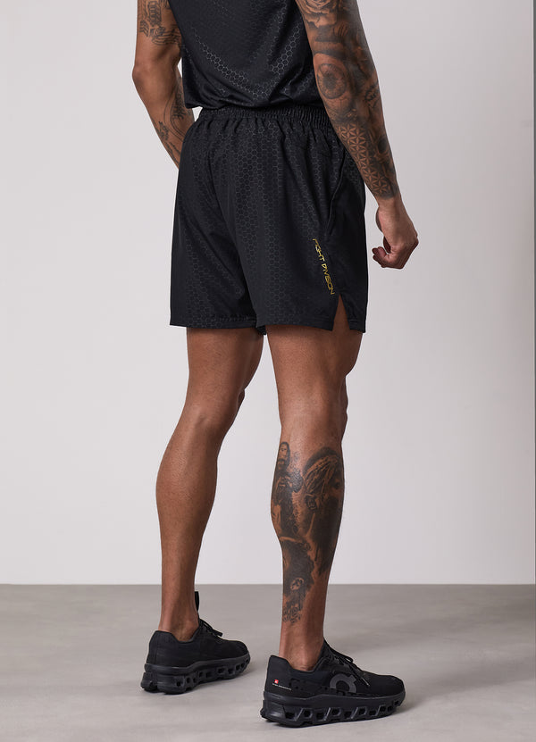Gym King Fight Division Debossed Training 5" Short Black/Gold