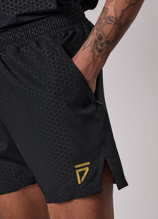 Gym King Fight Division Debossed Training 5" Short Black/Gold