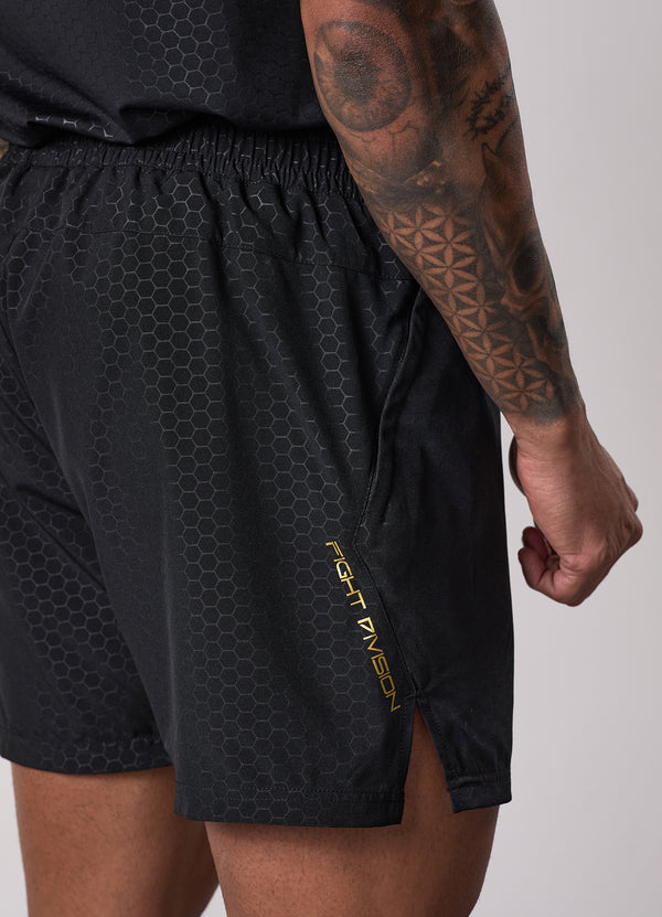 Gym King Fight Division Debossed Training 5" Short Black/Gold