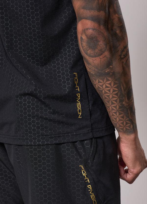 Gym King Fight Division Debossed Training Tee Black/Gold