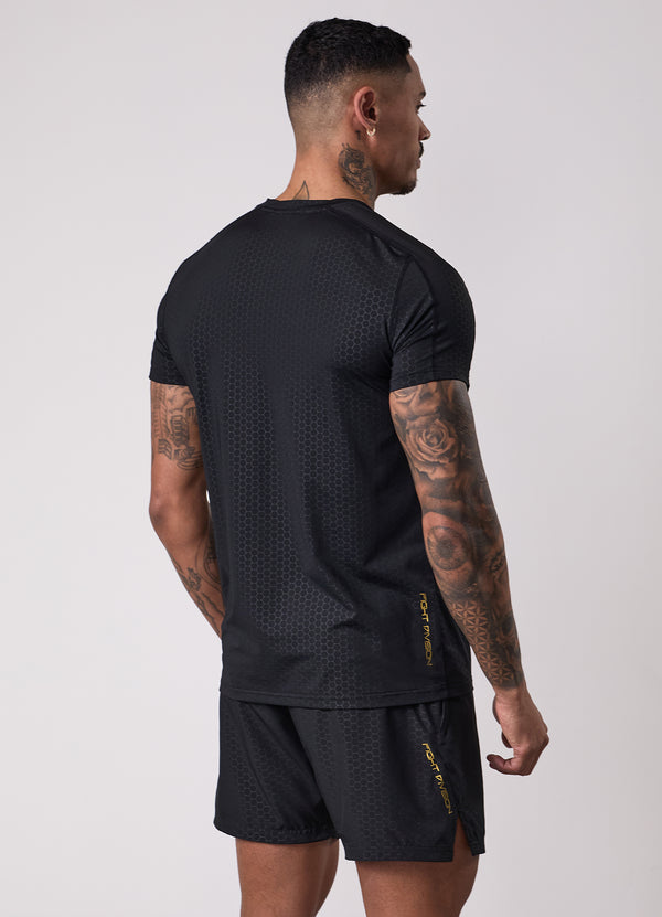 gym king Fight Division Debossed Training Tee Black/Gold