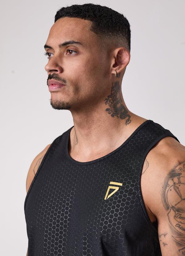 Gym King Fight Division Debossed Training Vest Black/Gold