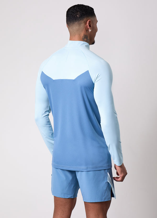 gym king Flex 2.0 1/4 Zip Funnel Iced Aqua/Coastal Blue