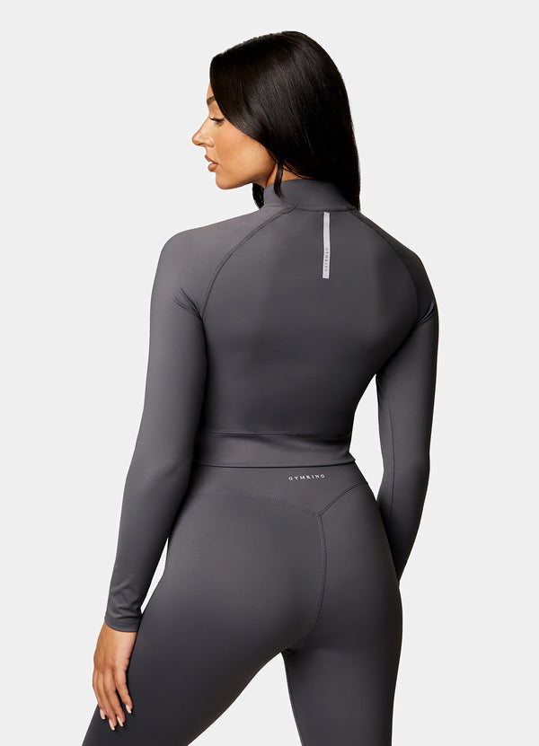 gym king 1/4 Zip Funnel Dark Grey/Silver