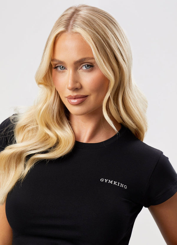 Gym King 365 Crop Jersey Tee Black