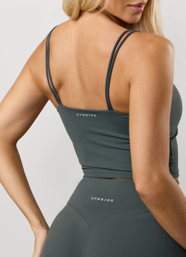 Gym King 365 Long Line Tank Green Smoke