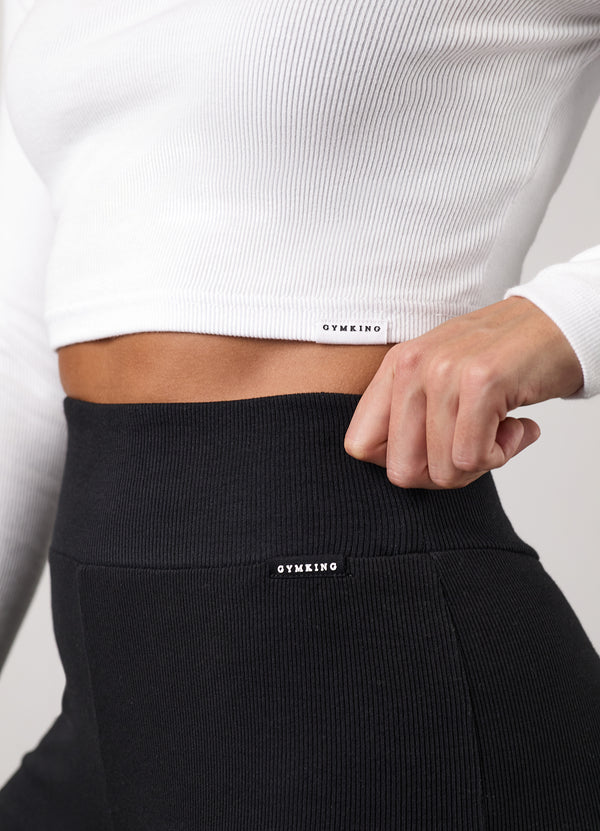 Gym King 365 Rib Long Sleeve Crop Tee White