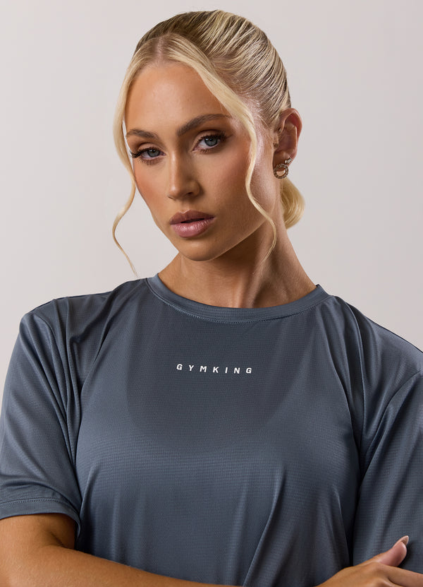 Gym King Adapt Crop Tee Storm Blue