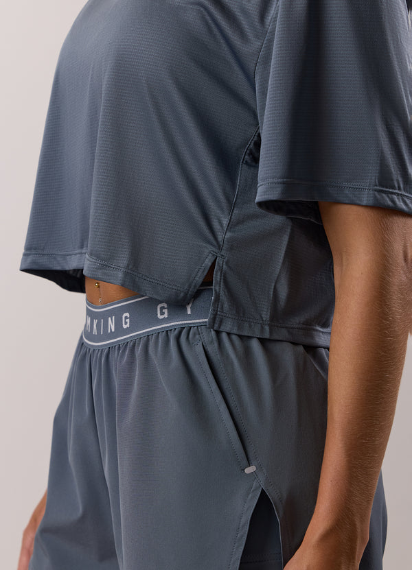 Gym King Adapt Crop Tee Storm Blue