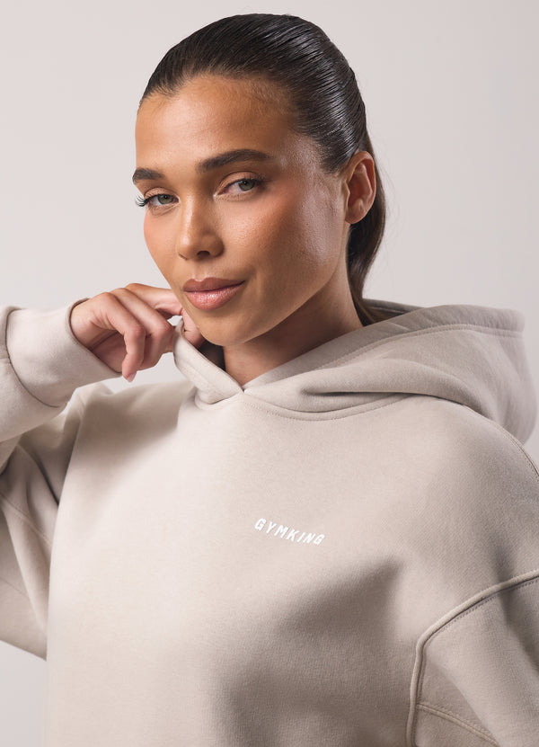 Gym King Challenge Relaxed Fit Hood Light Stone