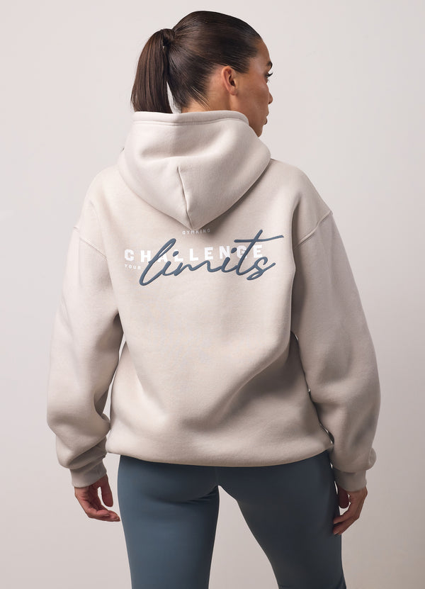 Gym King Challenge Relaxed Fit Hood Light Stone