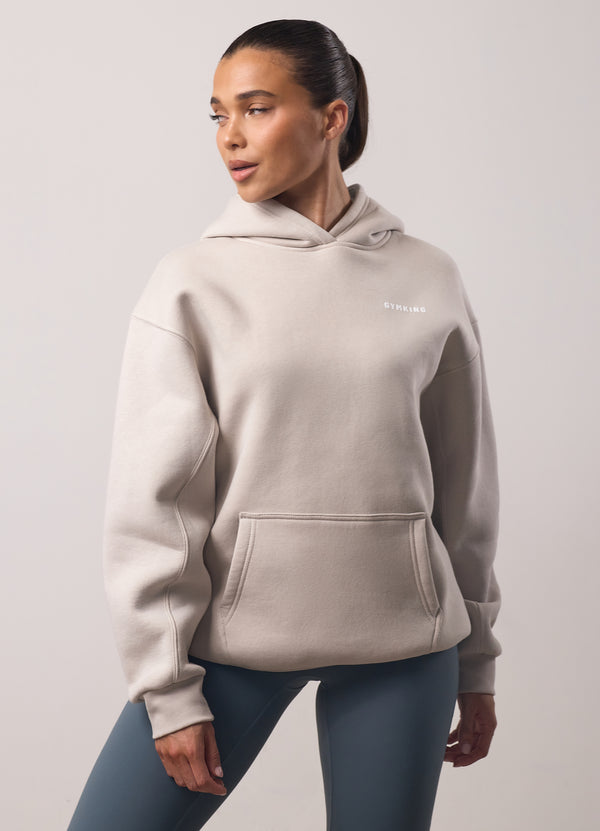 gym king Challenge Relaxed Fit Hood Light Stone