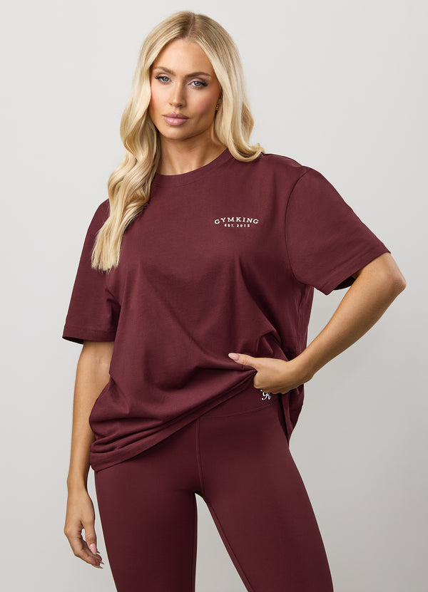 Gym King Compose Cotton BF Tee Deep Cherry