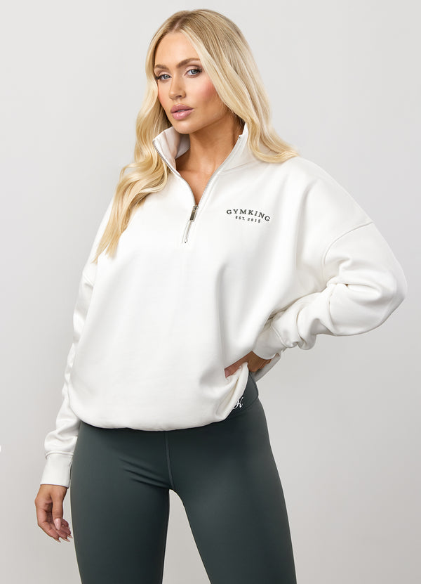 gym king Compose Fleece 1/4 Zip Funnel Cream
