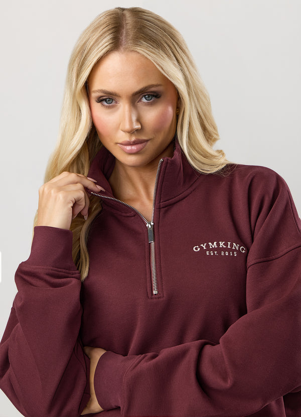 Gym King Compose Fleece 1/4 Zip Funnel Deep Cherry