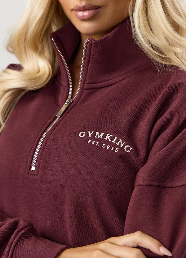 Gym King Compose Fleece 1/4 Zip Funnel Deep Cherry
