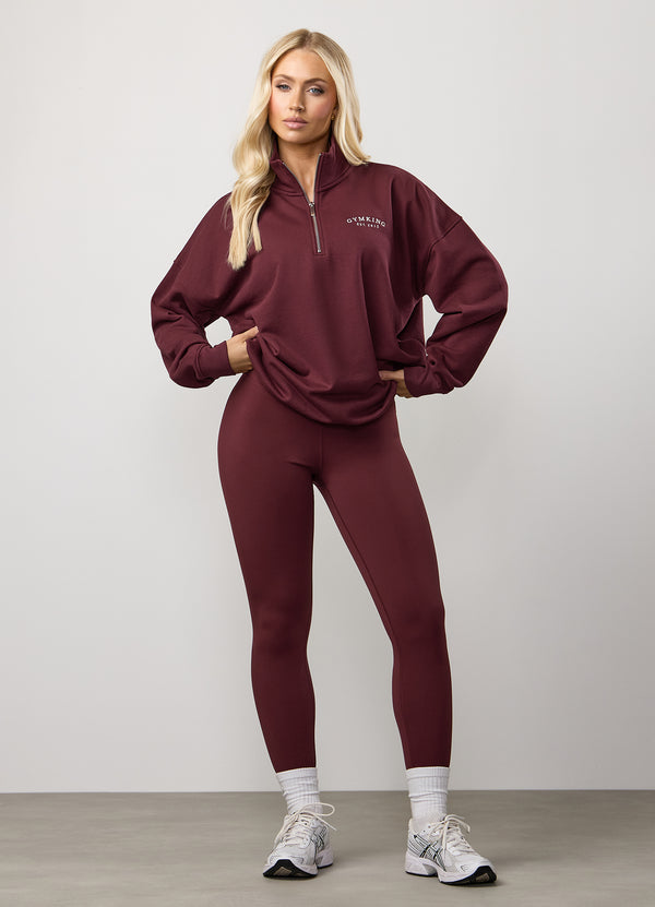 Gym King Compose Fleece 1/4 Zip Funnel Deep Cherry