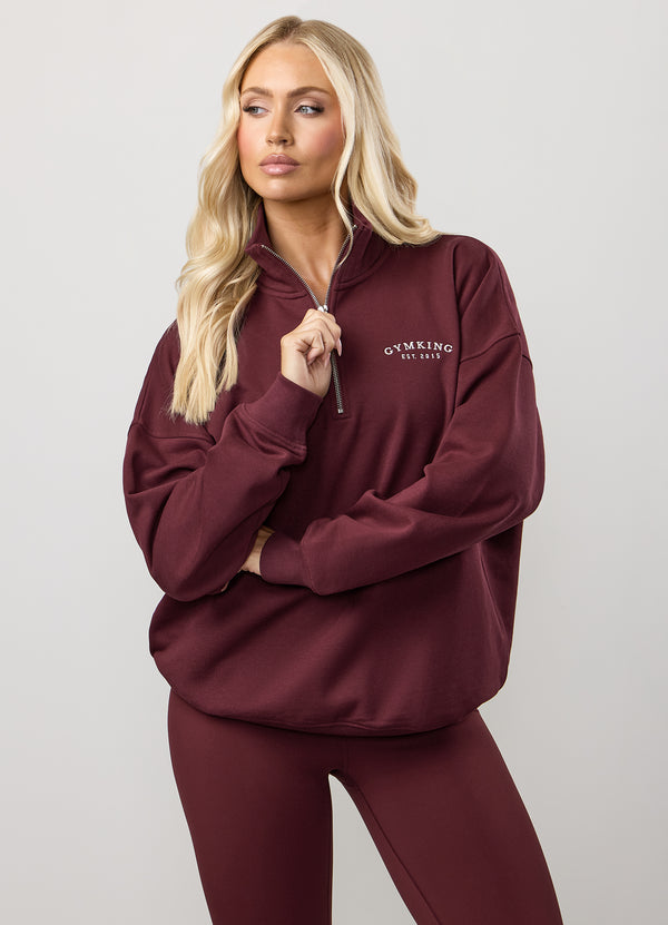 gym king Compose Fleece 1/4 Zip Funnel Deep Cherry
