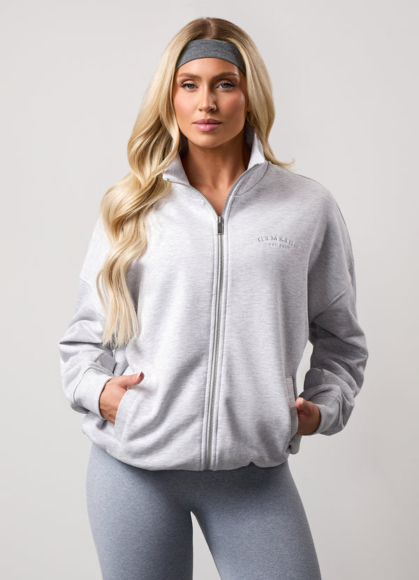 Gym King Compose Full Zip Funnel Snow Marl
