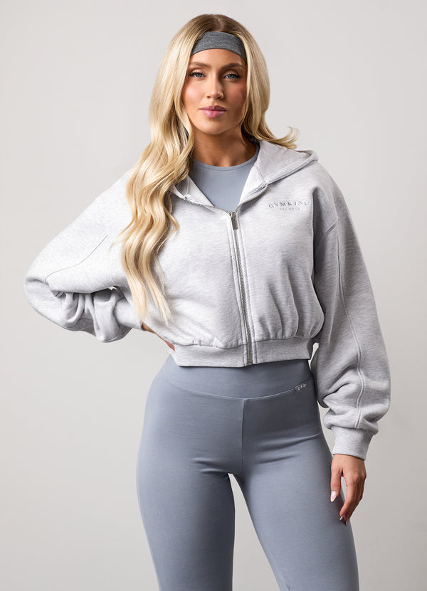 Gym King Compose Full Zip Hood Snow Marl