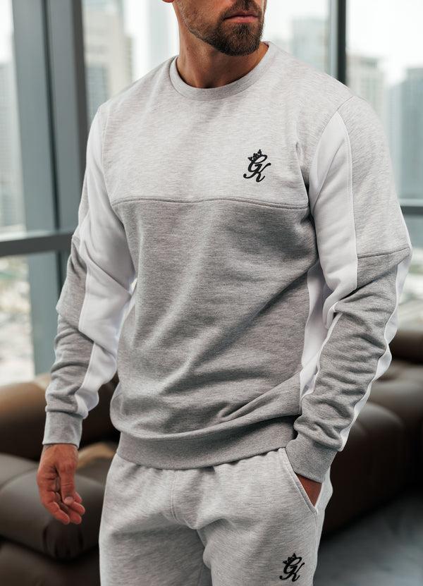 Gym King Contrast Panel Crew Snow Marl/Grey Marl