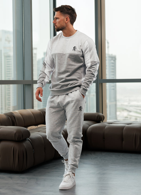 gym king Contrast Panel Crew Snow Marl/Grey Marl