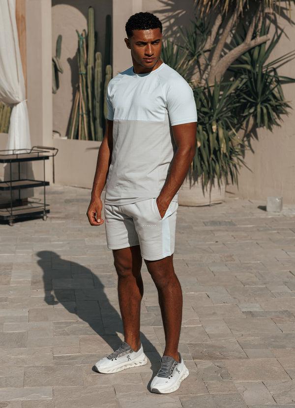 Gym King Contrast Panel Short Light Grey/Sky Blue