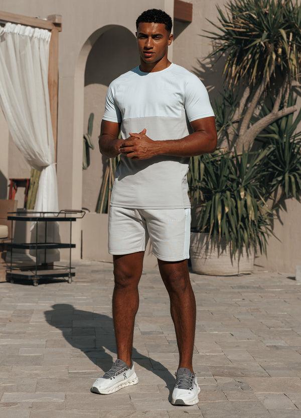 Gym King Contrast Panel Short Light Grey/Sky Blue