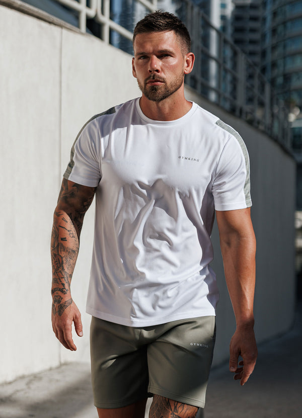 Gym King Core Plus Poly 2.0 Tee White/Soft Khaki