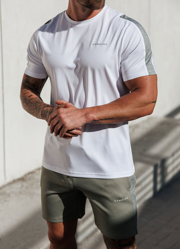 Gym King Core Plus Poly 2.0 Tee White/Soft Khaki