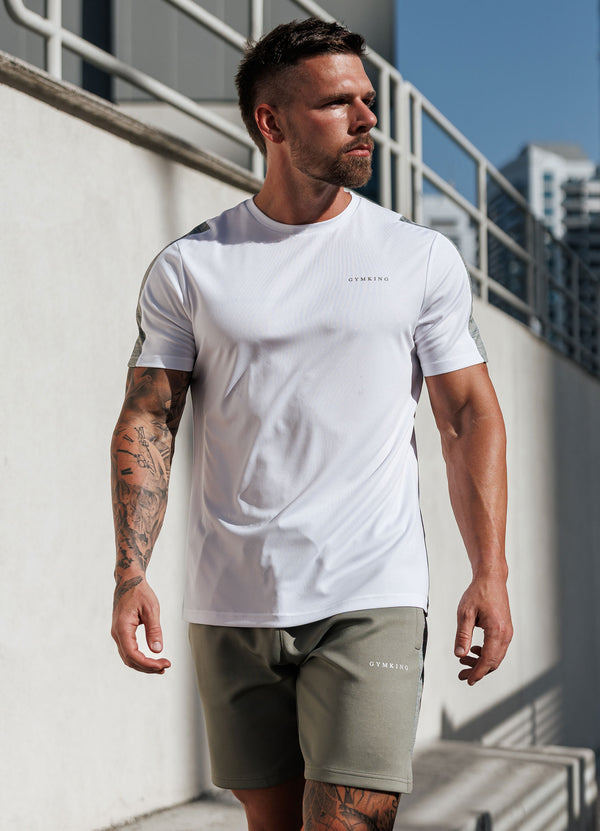 Gym King Core Plus Poly 2.0 Tee White/Soft Khaki