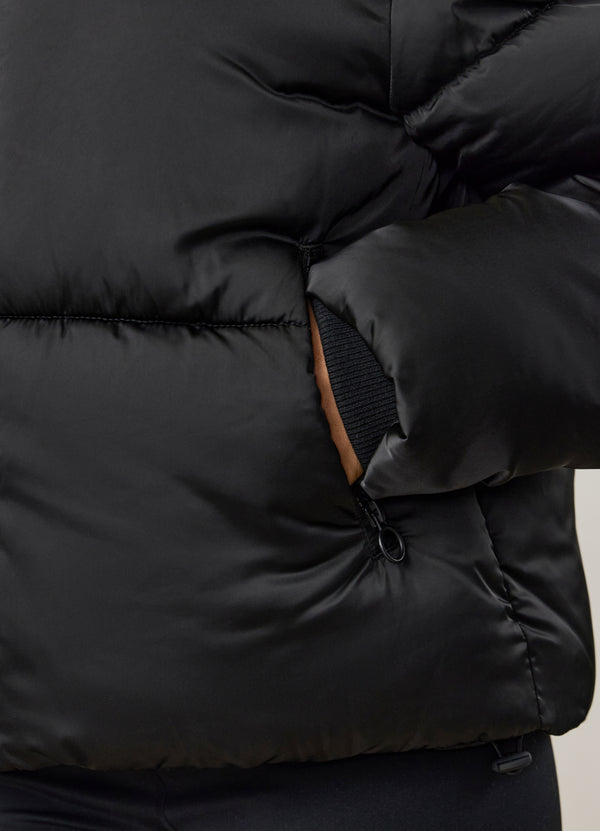Gym King Cropped Padded Jacket - Hi Shine Black