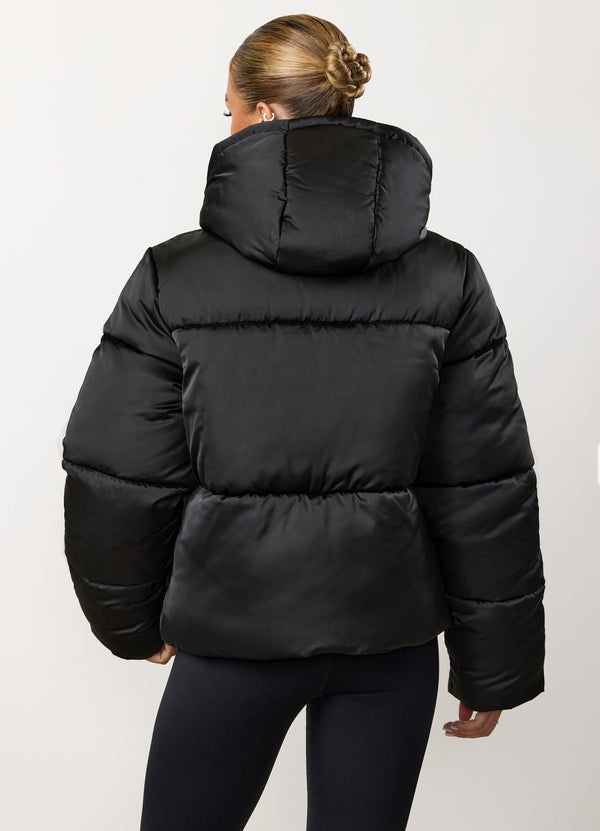 gym king Cropped Padded Jacket - Hi Shine Black