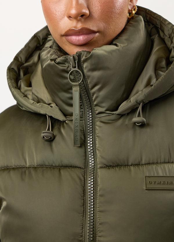 Gym King Cropped Padded Jacket Iridescent Khaki