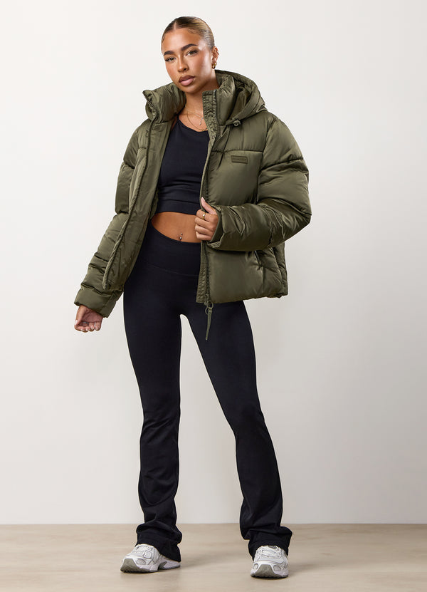 Gym King Cropped Padded Jacket Iridescent Khaki