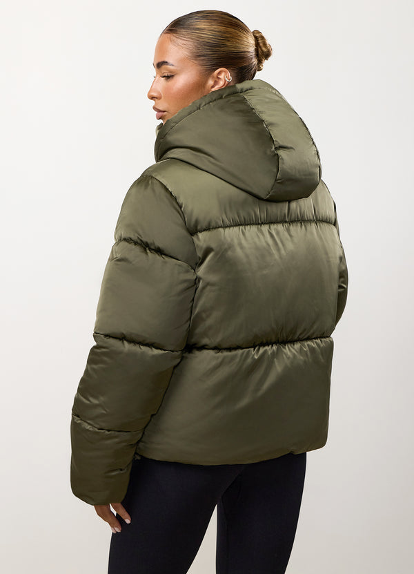 gym king Cropped Padded Jacket Iridescent Khaki