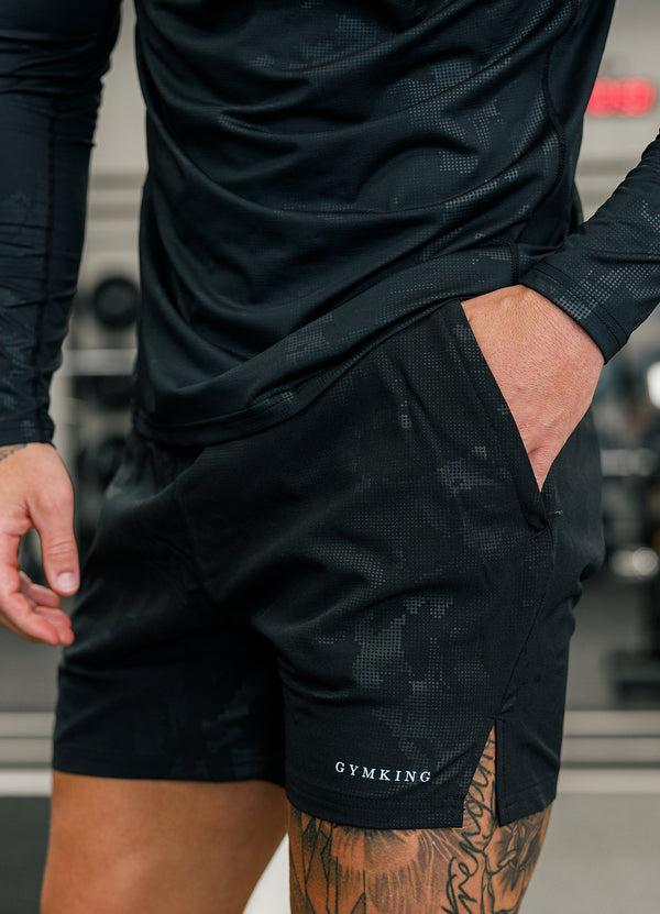 Gym King Debossed Camo Short 5" Black