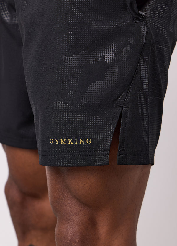 Gym King Debossed Camo Short 5" Black/Gold