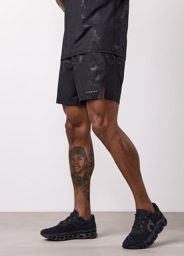 gym king Debossed Camo Short 5" Black/Gold