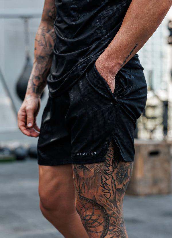 gym king Debossed Camo Short 5" Black