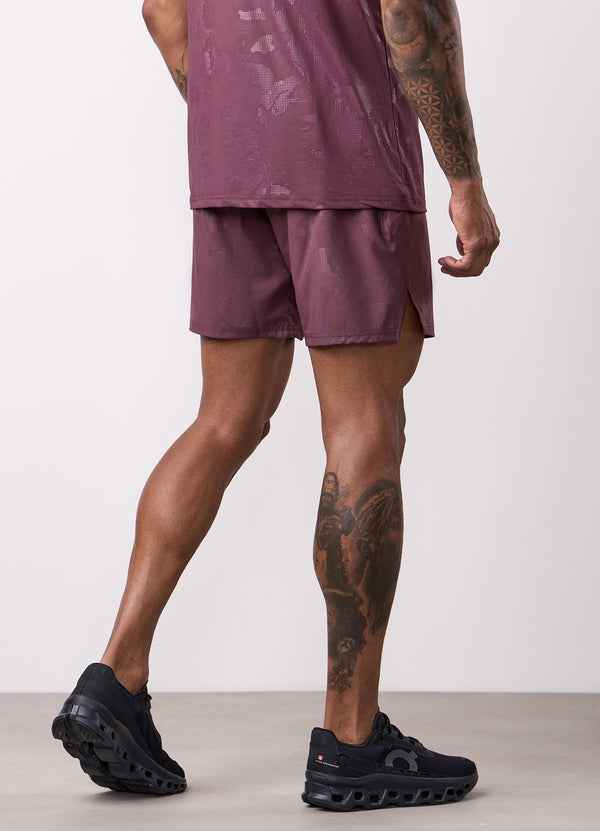 Gym King Debossed Camo Short 5" Mulberry