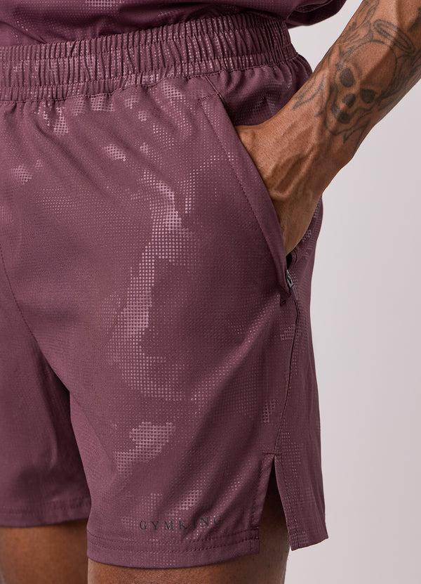 Gym King Debossed Camo Short 5" Mulberry
