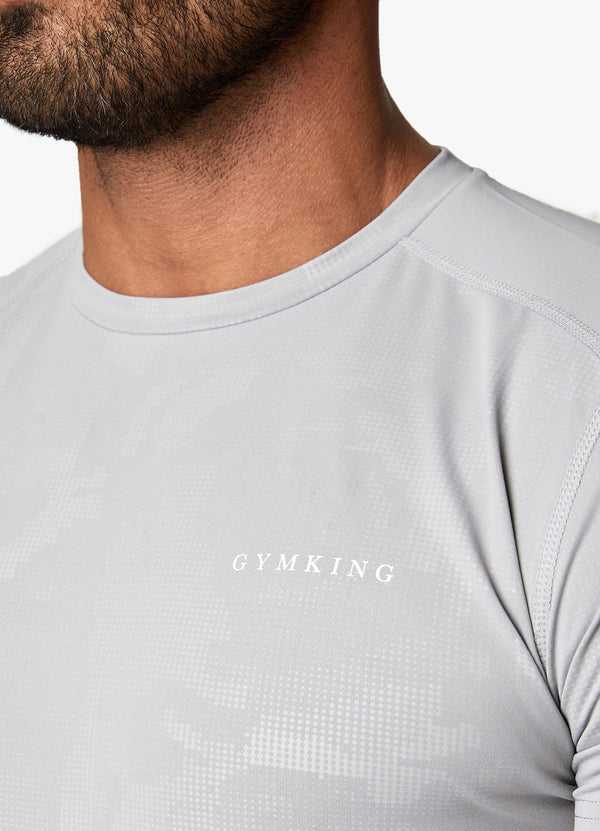 gym king Debossed Camo SS Tee Cloudy Grey