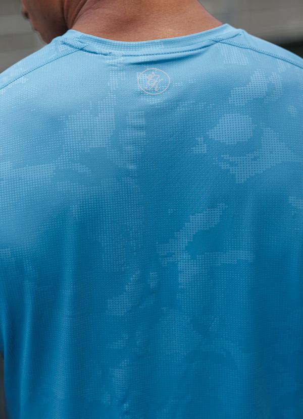 Gym King Debossed Camo SS Tee Coastal Blue